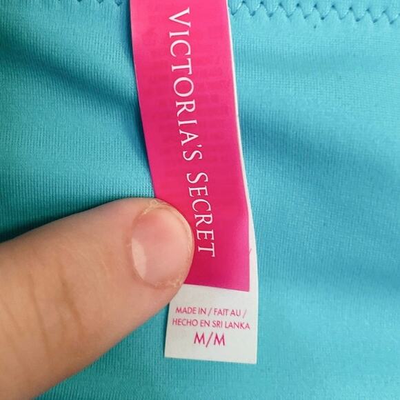 Victoria's Secret, 34C/M, Aqua,  Bandeau Bikini, Underwire, Ruching, Adjustabled - Picture 3 of 9